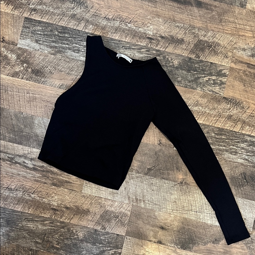 Zara Black One-Shoulder Top